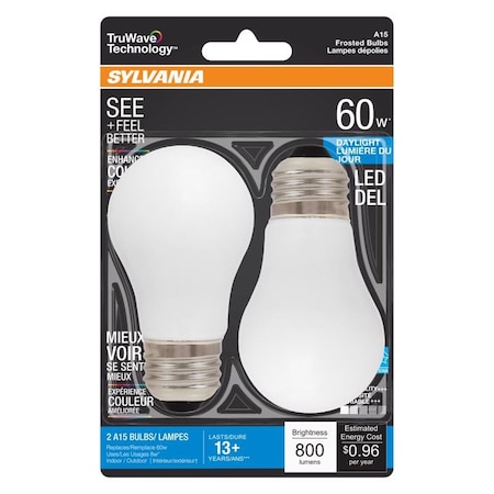 Sylvania Sylvania Truwave A15 E26 (Medium) LED Bulb Daylight 60 Watt Equivalence 2 pk 40776